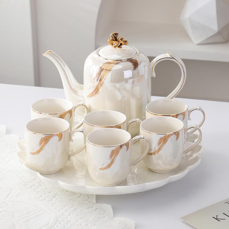 Beverage Serveware Ceramic water set household cold kettle teacup water cup with stand water set gift Water Carafe