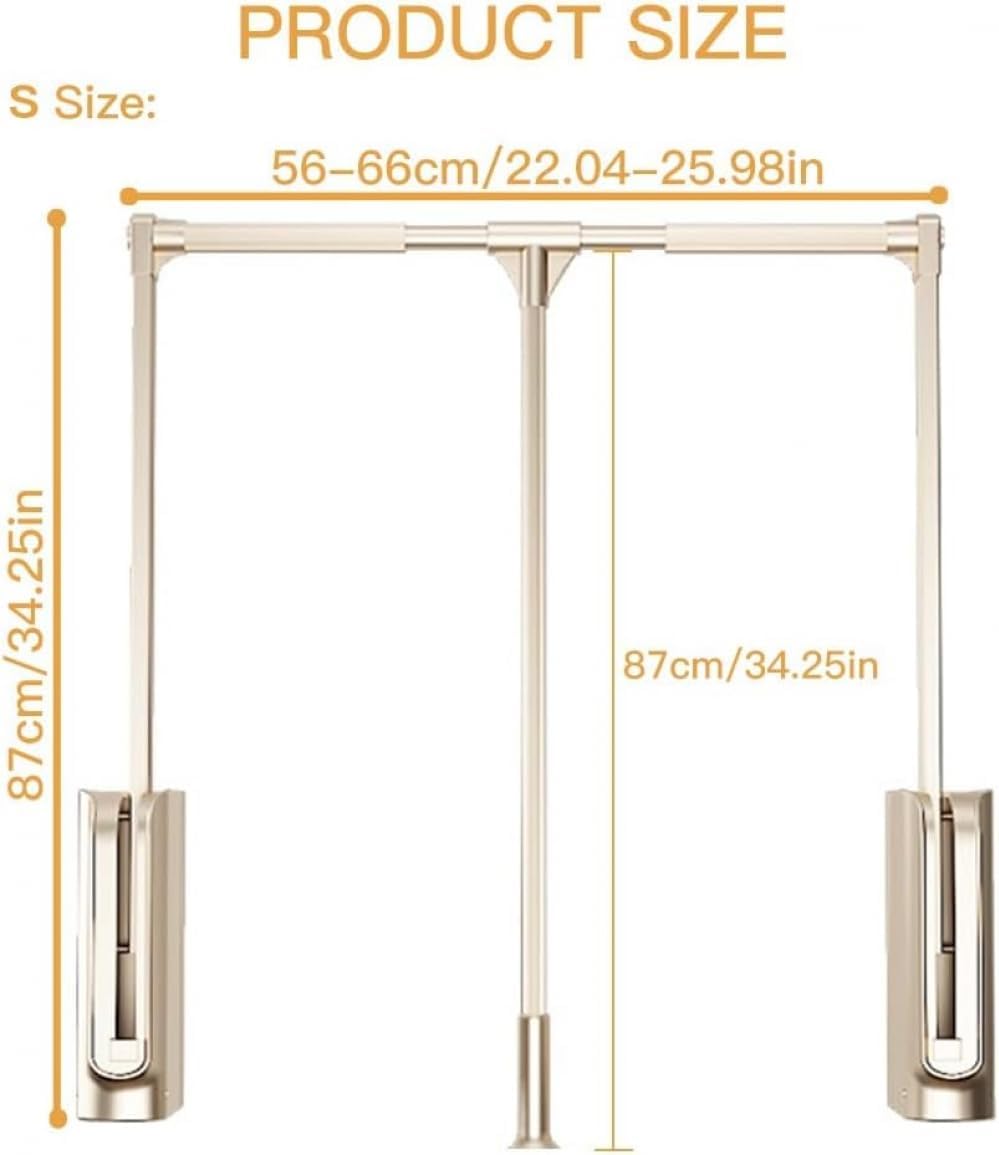 Adjustable 89-121cm Pull-Out Clothes Rack 30kg Load Capacity Space-Saving Wardrobe Hanger Retractable Garment Rod Versatile Coatfor Closets，B S