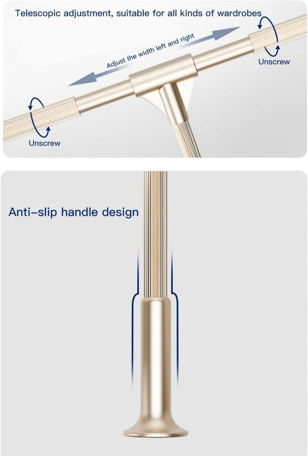 Adjustable 89-121cm Pull-Out Clothes Rack 30kg Load Capacity Space-Saving Wardrobe Hanger Retractable Garment Rod Versatile Coatfor Closets，B S