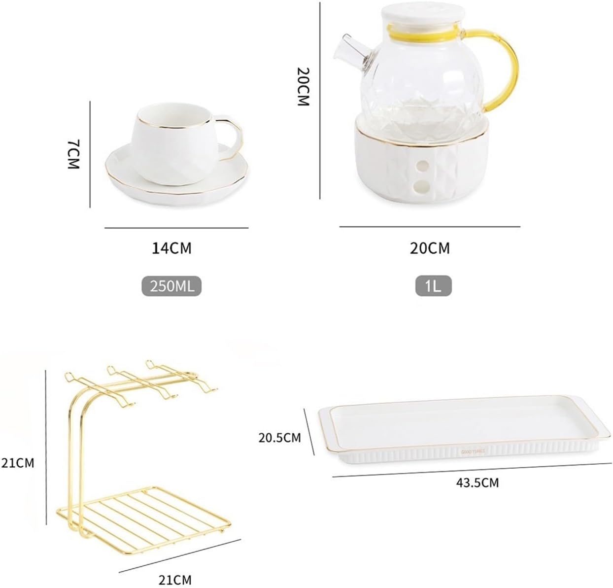 Beverage Serveware Heating Fruit Teapot Set Simple English Glass Teapot Tea Warmer Afternoon Tea Cup Coffee Cup Gift Box Water Carafe