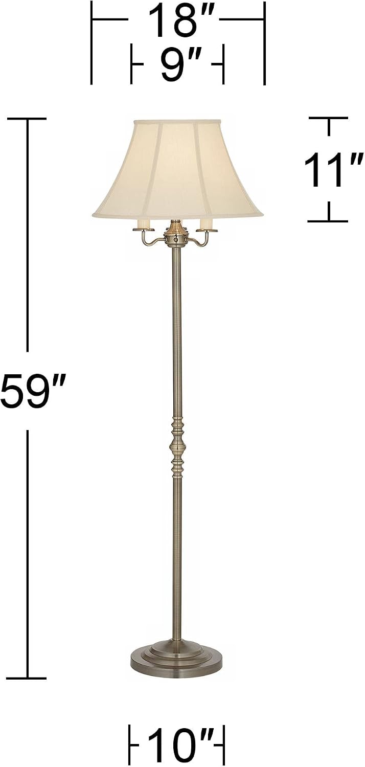 Regency Hill Montebello Traditional 59' Tall Standing Floor Lamps Set of 2 Lights Candelabra 4-Light Gold Metal Antique Brass Finish Living Room Bedroom House Reading Office Home Decor Entryway