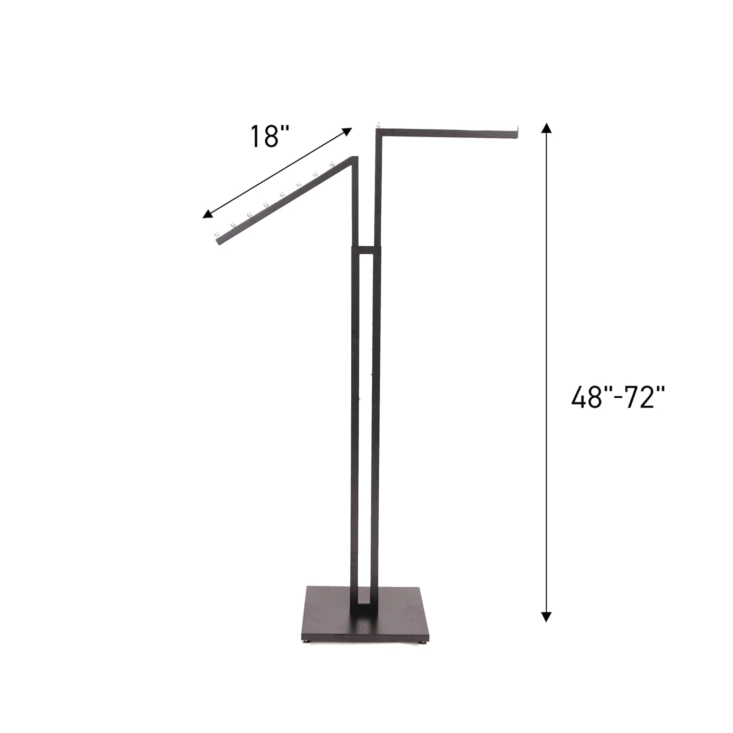 SSWBasics Clothing Rack - Black 2-Way - Straight & Slanted Arms with Black Matte and Chrome Accents - Adjustable From 48' to 72' - Use for Retail, Restaurants, and Home Storage