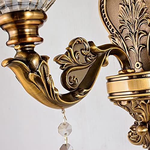 Vintage Crystal Wall Sconces Set of 2 - Antique Brass Floral Design Hanging Lamps for Bedroom, Living Room, Bathroom, Hallway - Elegant Lighting Fixture (B, 2 Lights)
