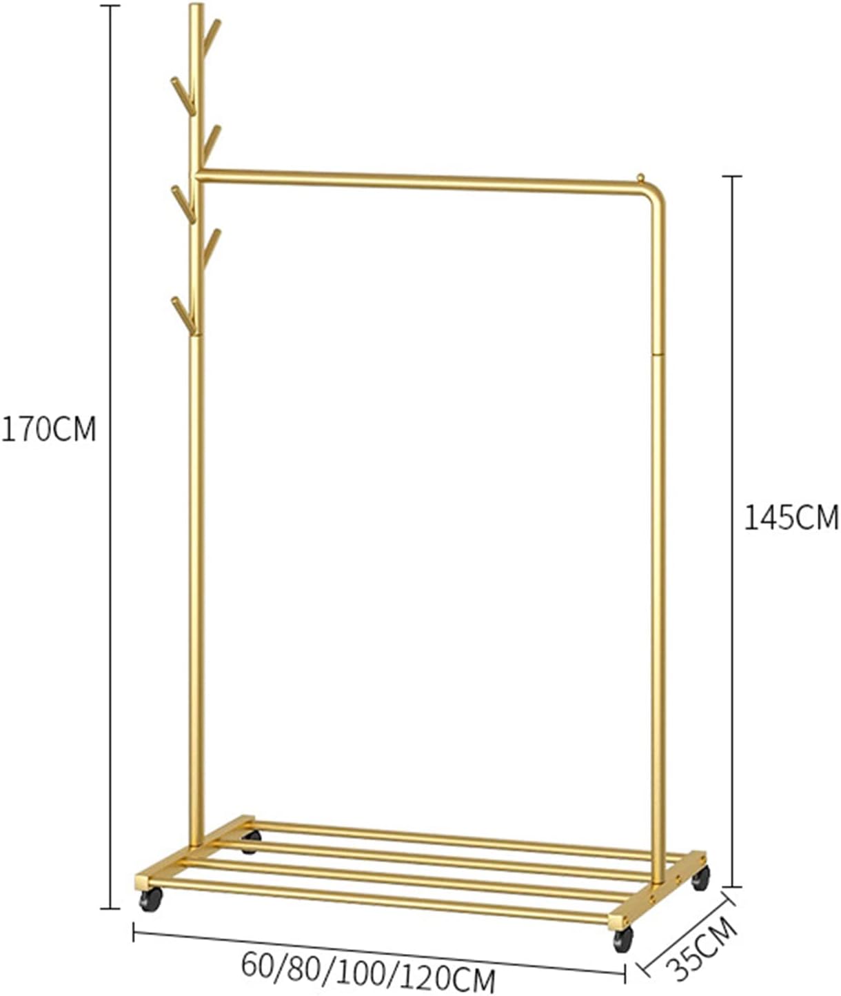 Clothing Racks for Hanging Clothes, Modern Simple Heavy Duty Metal X Type Rolling Garment Rack with Wheel, Floor-Standing Shoes Bags Clothes Organizer Storage Shelves (Black 60cm)
