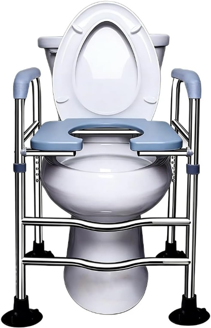 Toilet Seat Riser with Arms, Elevated Commode Safety Frame for Elderly, Handicap & Disabled, Bathroom Toilet Safety with Adjustable Height