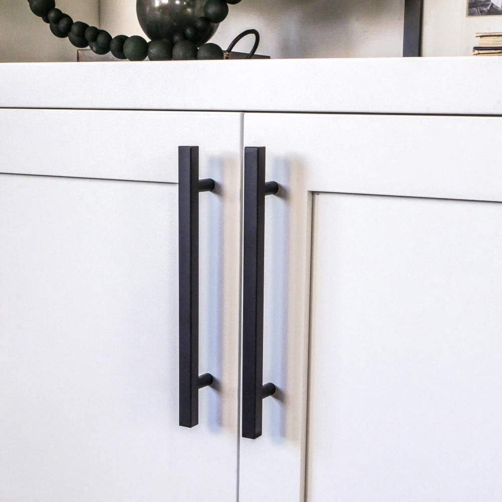 Peaha 10 Cabinet Pulls Black Kitchen Cupboard Handles - PHJ22BK256 Black Drawer Pulls T-Pull Cabinet Hardware Pulls Handles for Kitchen Cabinets Door Handle