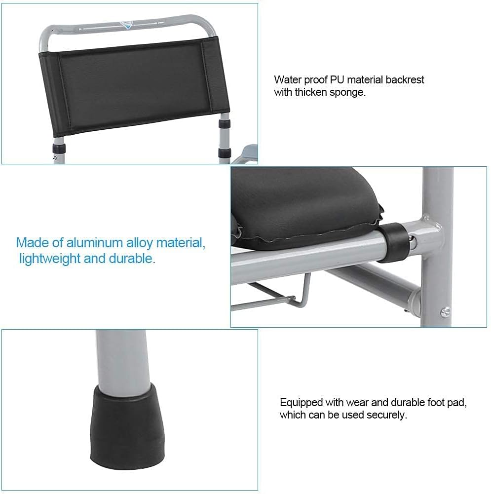 Commode Chair,Toilet Chair Elderly Mobile Toilet, Steel Commode Anti-Slip Adult Folding Toilet Bedside Bathroom Chair Toilet Seat Commode Chair with Removable Pot Adjustable Height