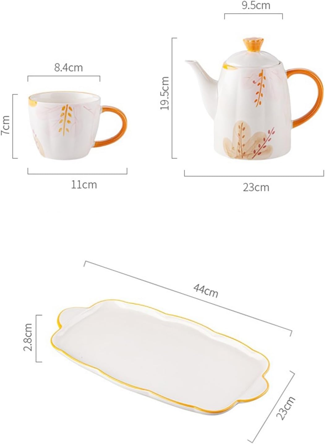 Beverage Serveware Household cold kettle, essential ceramic tea set for home, 8-piece set, creative floral tea set, souvenir gift Water Carafe