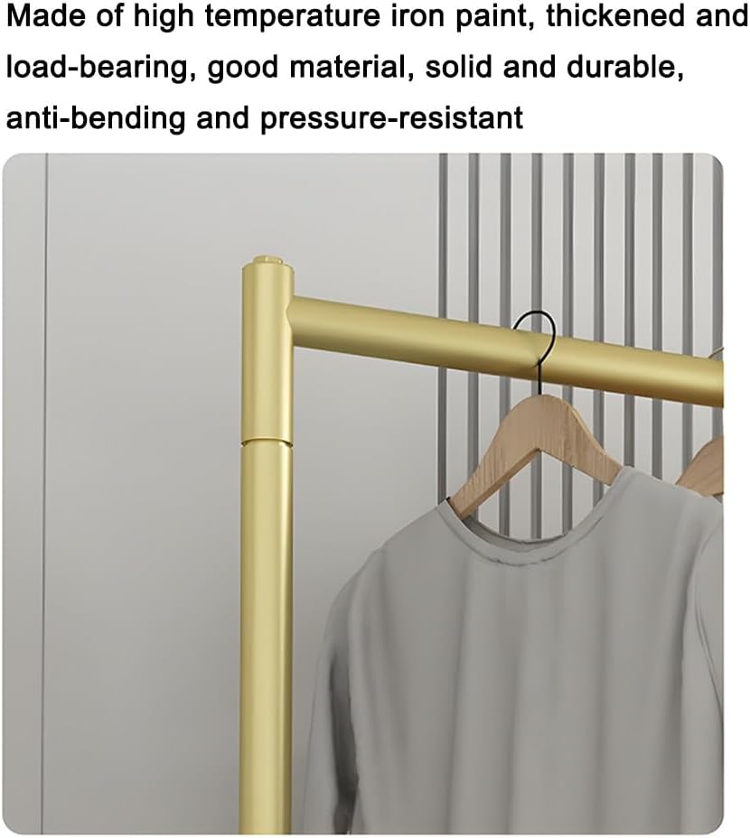 Zfmnoyev Double Rod Heavy Duty Garment Rack, Metal Rolling Garment Rack with Wheels, Large Capacity Height Adjustable Clothes Hanger Rack, for Bedroom, Living Room, Clothing Store(Gold,60x40x167 cm)