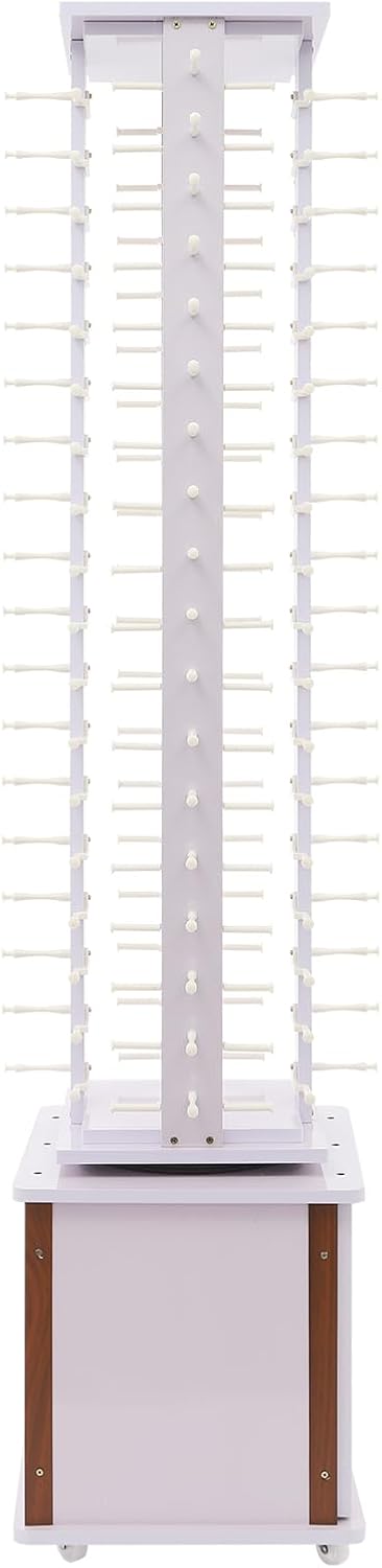 Sunglasses Display Rack, 72 Pairs Glasses Rack, 360° Rotating Eyeglasses Storage Organizer, Floor-standing Eyewear Holder, Glasses Display Stand with Storage Cabinet & Wheels, Lilac Color