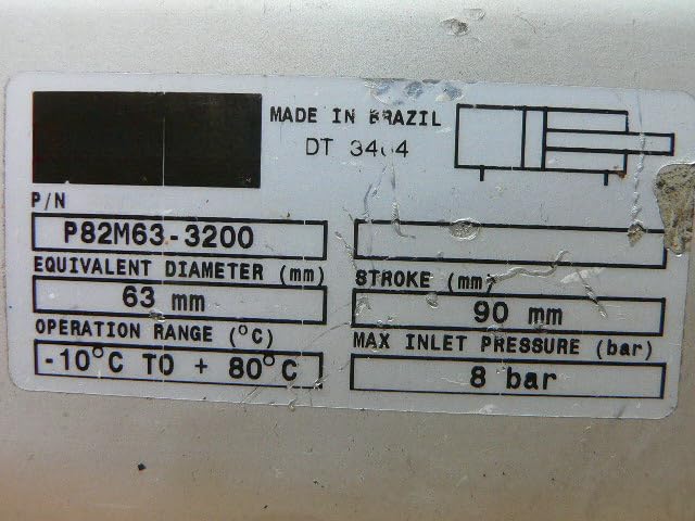 P82m63-3200 Pneumatic Cylinder 63Mm Bore 90Mm Stroke 8 Bar