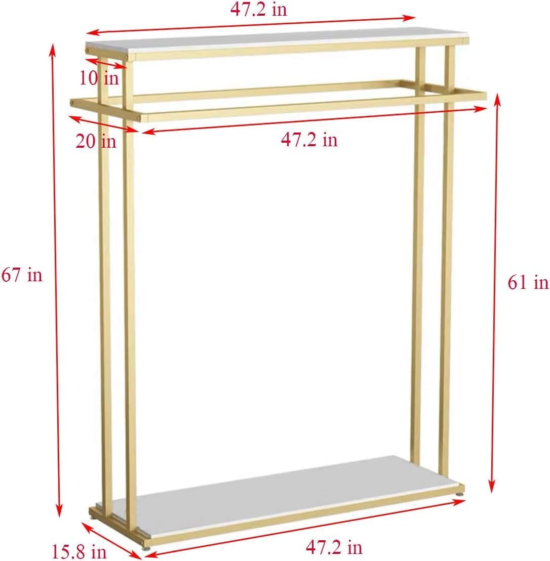 Heavy Duty Clothing Display Rack,Clothing Store Rolling Garment Rack with Wheel,Commercial Grade,Floor-Standing Double Hanging Retail Clothes Shelves