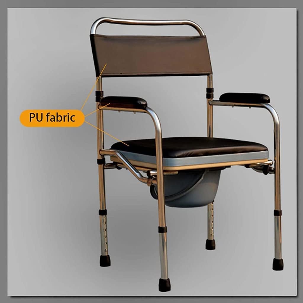 Folding Lightweight Commode Folding Bedside Commode Chair Stainless Steel Travel Toilet Seat Heavy Duty Shower Chair with Backrest and Armrests for Elderly Commode Toilet