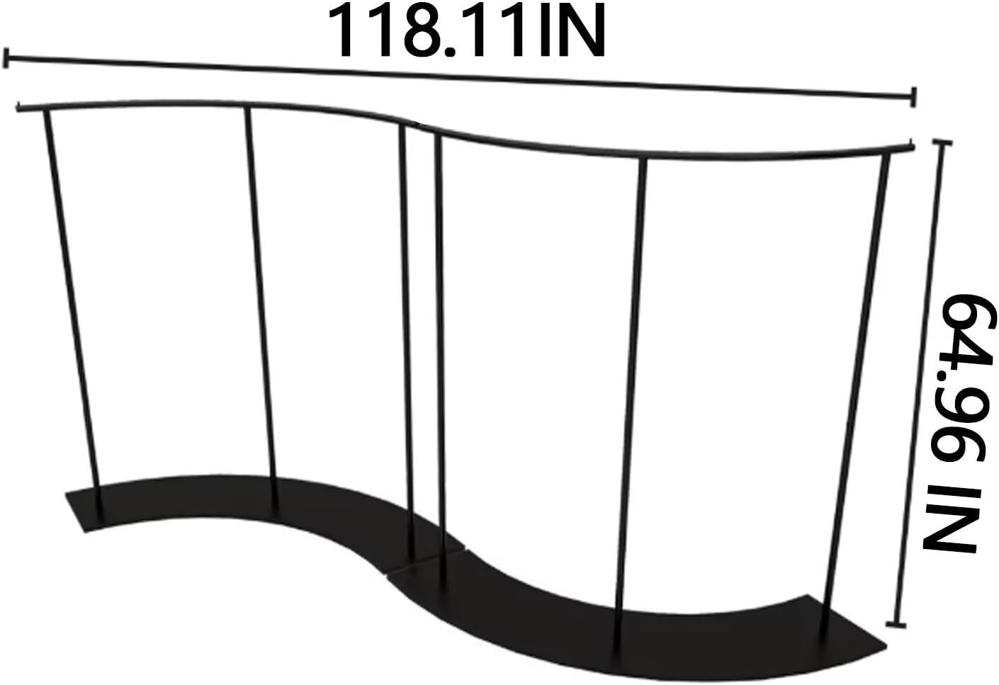 2-Piece Black Retail Clothing Rack Set - Sturdy Metal Display Garment Rack with Curved Modern Minimalist Design, for Clothing Store