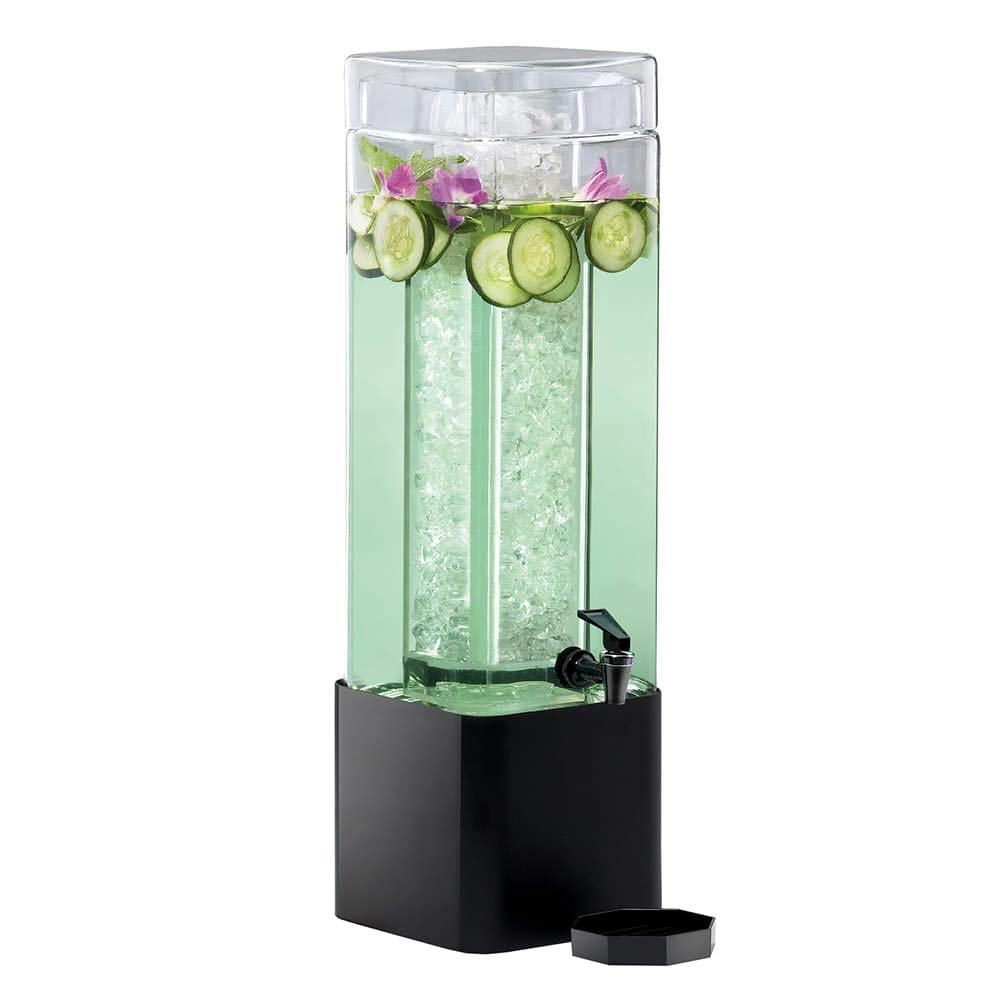 Cal-Mil 5-Gallon Beverage Dispenser with Infuser, Hinged Lid & Stand – Clear Acrylic Drink Container with Spigot for Restaurants, Catering, Weddings, Parties, Tea, Lemonade, Juice & Water | 1112-3-13