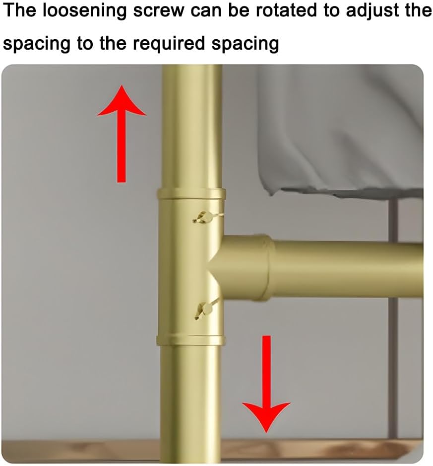 Zfmnoyev Double Rod Heavy Duty Garment Rack, Metal Rolling Garment Rack with Wheels, Large Capacity Height Adjustable Clothes Hanger Rack, for Bedroom, Living Room, Clothing Store(Gold,60x40x167 cm)