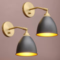 Yosoan Vintage Wall Sconce Bookcase Light, 2-Pack Dimmable On Off Switch Industrial Mount Metal Fixture Lighting with 6.1' Oval Black Metal Shade in-Build Gold and Antique Canopy Reading Lamp