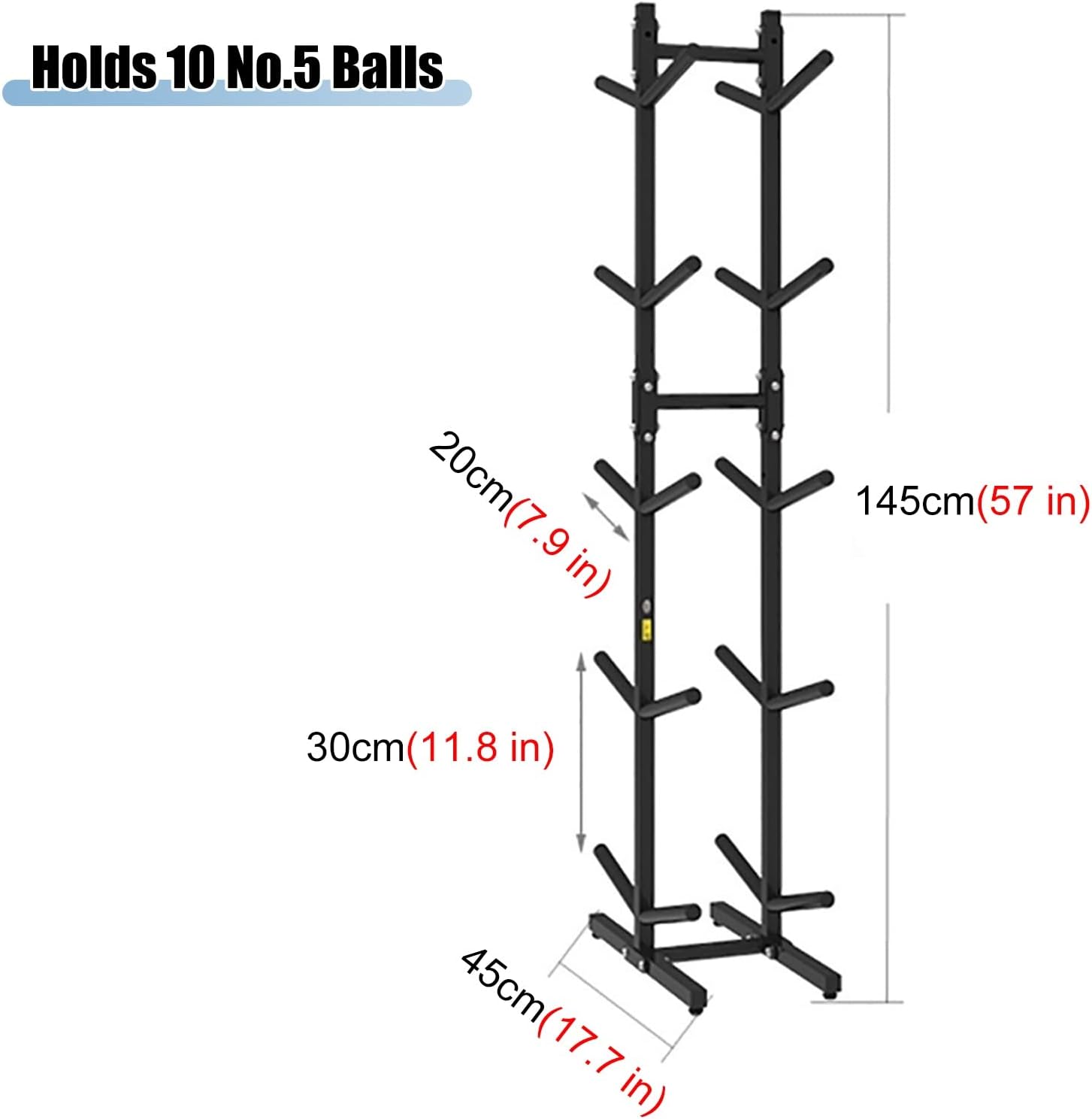 Basketball Ball Storage Rack Extra Tall Ball Storage Rack Vertical, 5-Tier Basketballs Organize Display Stand, Double-Wide Soccer Equipment Holder, Holds 10 Balls