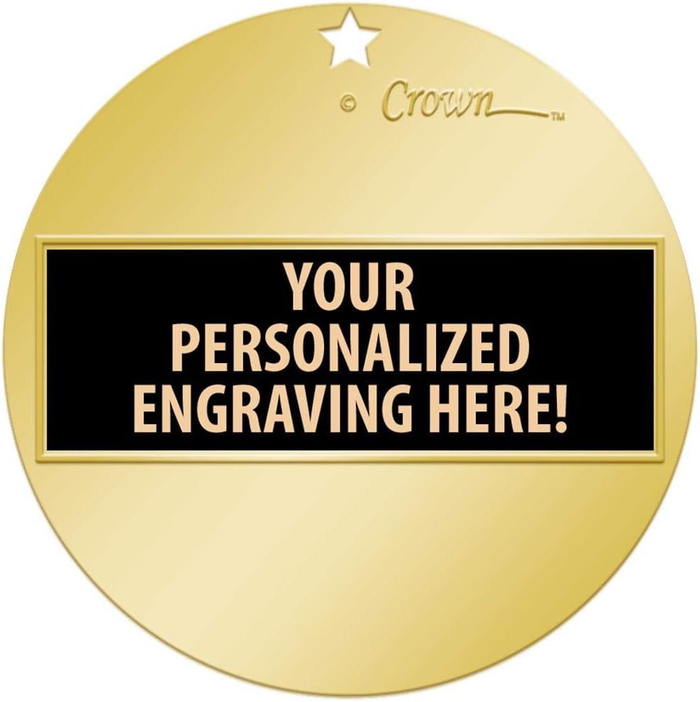 Crown Awards Attendance Medal, 2' Shiny Gold Perfect Attendance Medals for Kids with Free Custom Engraving Prime