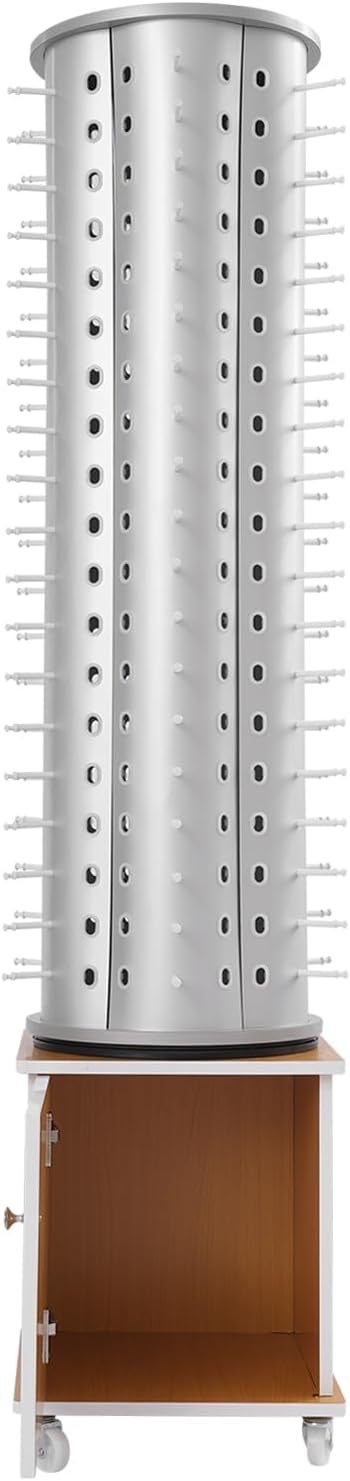 114 Pairs Glasses Rack, Floor-Standing Sunglasses Display Rack, 360° Rotating Eyewear Holder, Eyeglasses Storage Organizer, Sunglasses Display Stand with Cabinet & Wheels, Silver+Yellow
