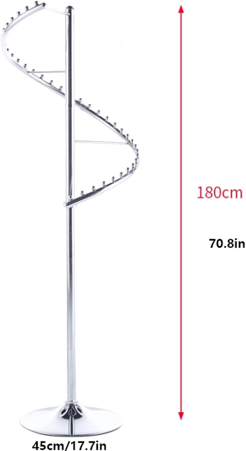 71in Spiral Round Garment Rack, Metal, 360° Rotating, Freestanding Hanging Clothing Display Stand, Heavy Duty, for Bedrooms, Living Rooms(White)