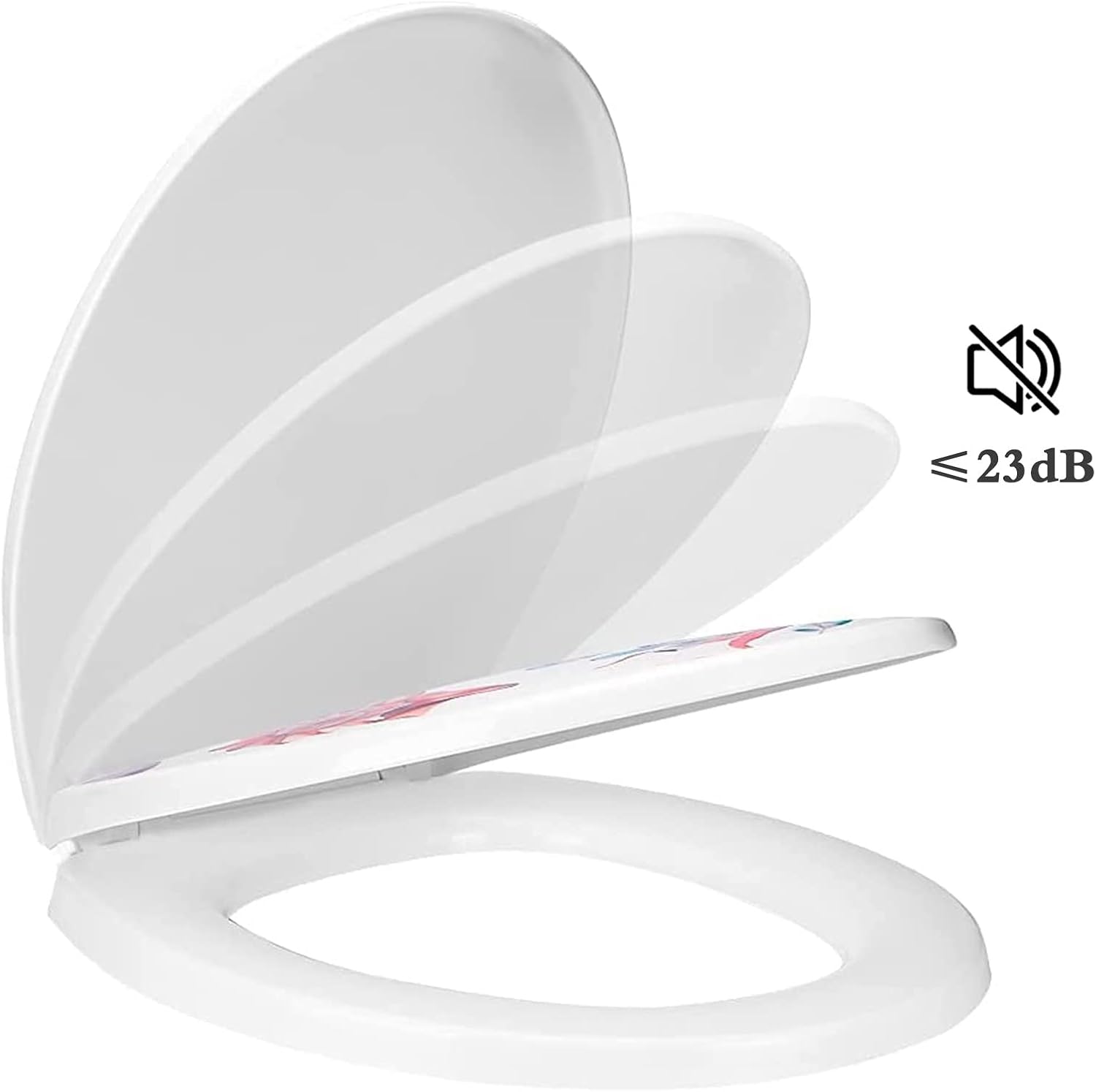 Toilet Seat Toilet Seat White Soft Close, Simple Top Fixing, Oval Shape Toilet Lid Loo Seat(Flower and Bird)