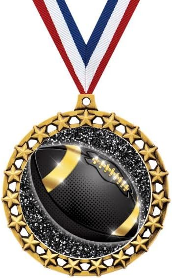 Crown Awards 2.5' Galaxy Star Football Shadow Medal Award, Gold Trophy Medal Prime