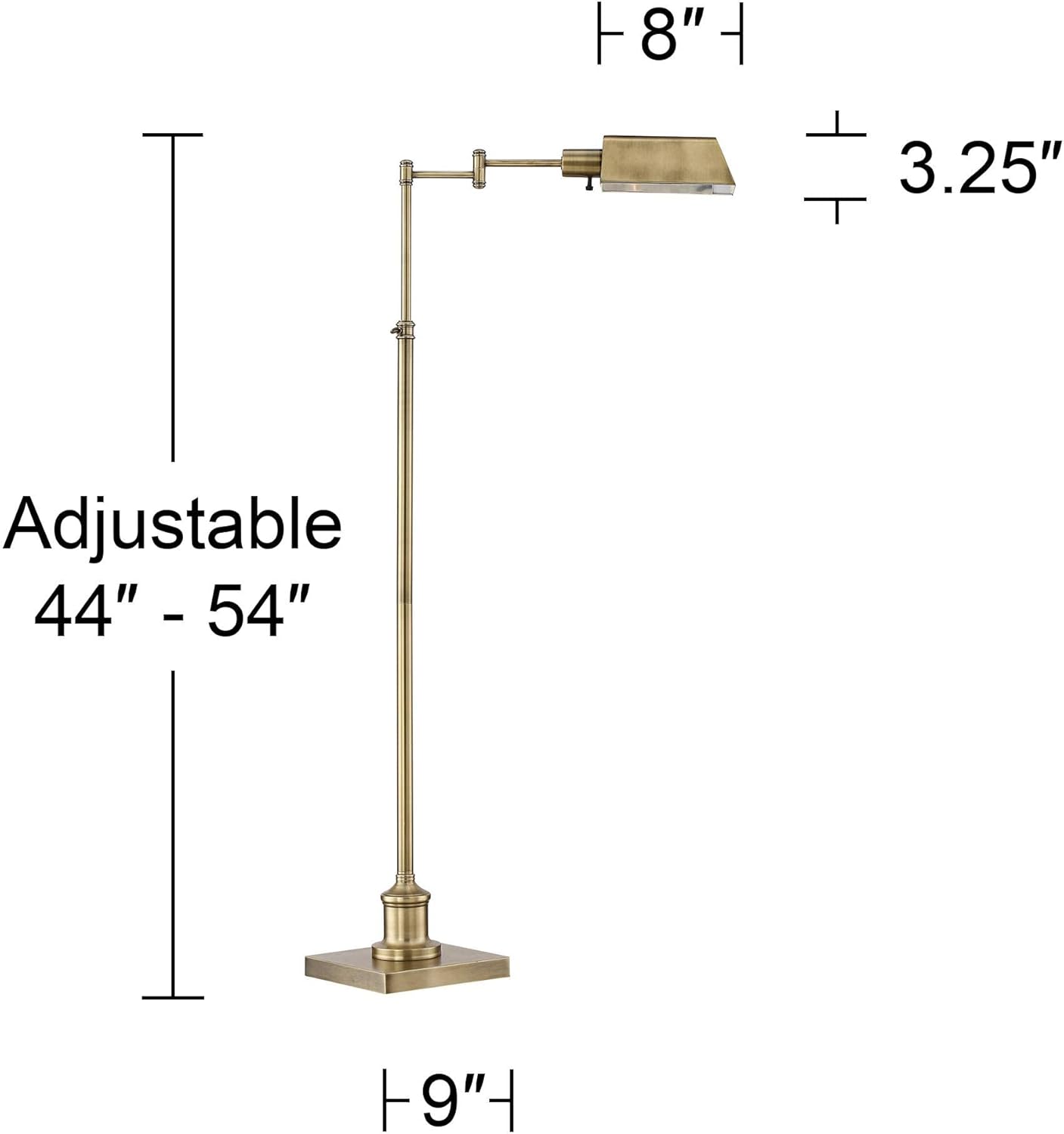 Regency Hill Jenson Traditional Farmhouse 54' Tall Standing Floor Lamps Set of 2 Lights Swing Arm Pharmacy Task Adjustable Gold Metal Aged Brass Finish Living Room Bedroom House Reading Office Home