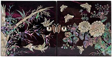Antique Alive Mother of Pearl Inlay Design Jewelry Box, Wood Jewelry Box, Trinket Case, Keepsake Treasure Chest Box Organizer Holder (Plant)