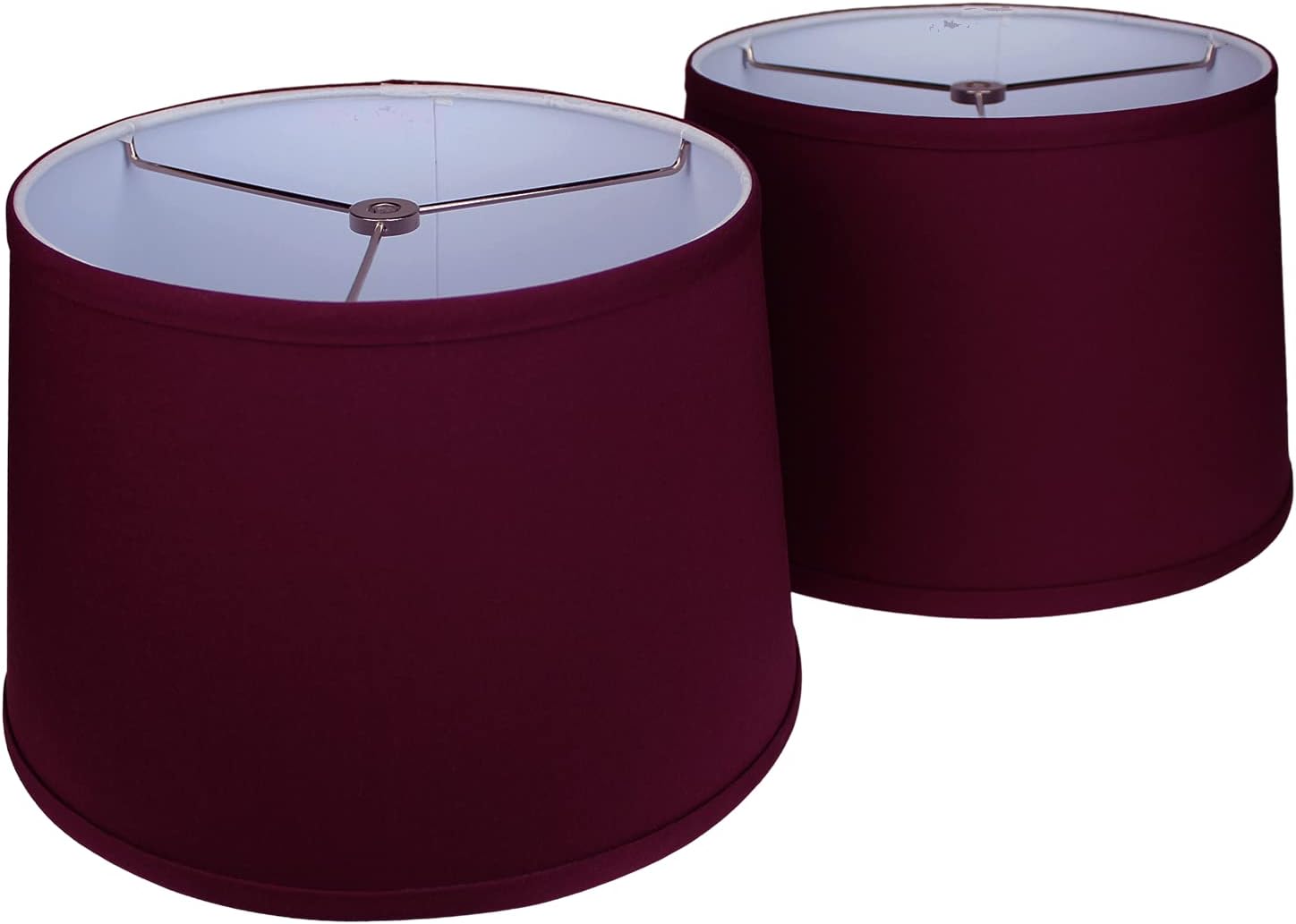 FenchelShades.com Set of 2 Lampshades 10' Top Diameter x 12' Bottom Diameter x 8' Slant Height with Washer (Spider) Attachment. Attaches to Lamps with an existing Harp (not included) (Linen Burgundy)