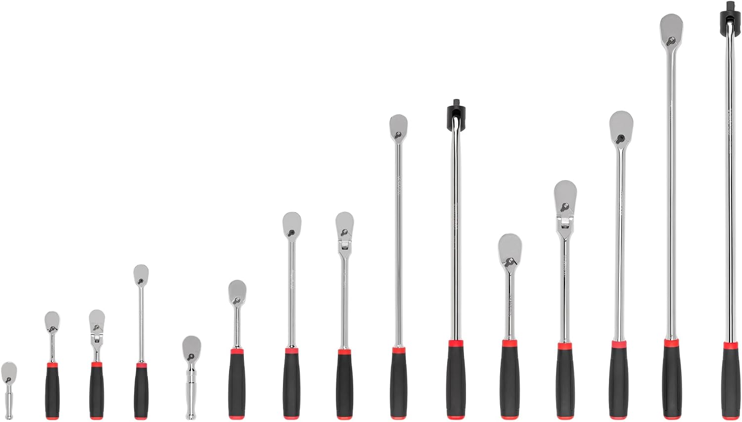 TEKTON 1/4, 3/8, 1/2 Inch Drive Non-Quick-Release Comfort Grip Ratchet and Breaker Bar Set (15-Piece) | SDR99903