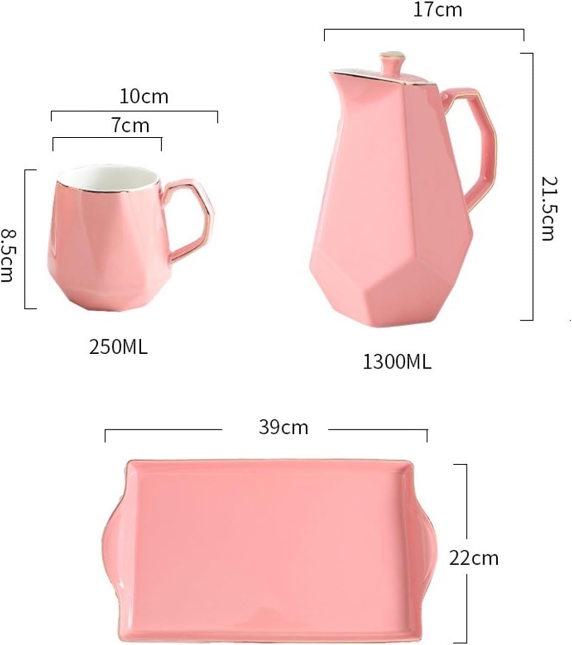 Beverage Serveware Nordic ceramic cold kettle set afternoon tea set teapot teacup home living room tie pot with tray Water Carafe(Green)