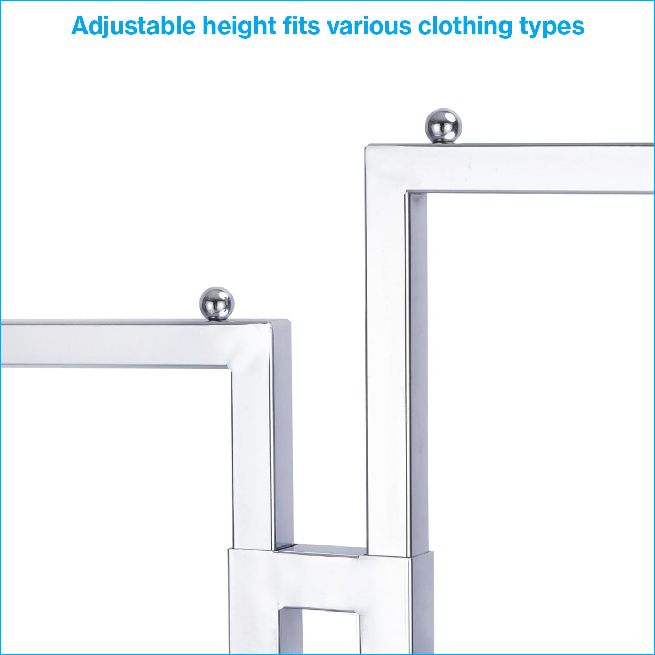 SSWBasics 2-Way Clothing Rack - Adjustable Chrome Garment Rack with Straight Arms - Sleek, Sturdy, and Durable Hanging Racks for Clothes - Ideal for Retail, Boutique, and Thrift Spaces