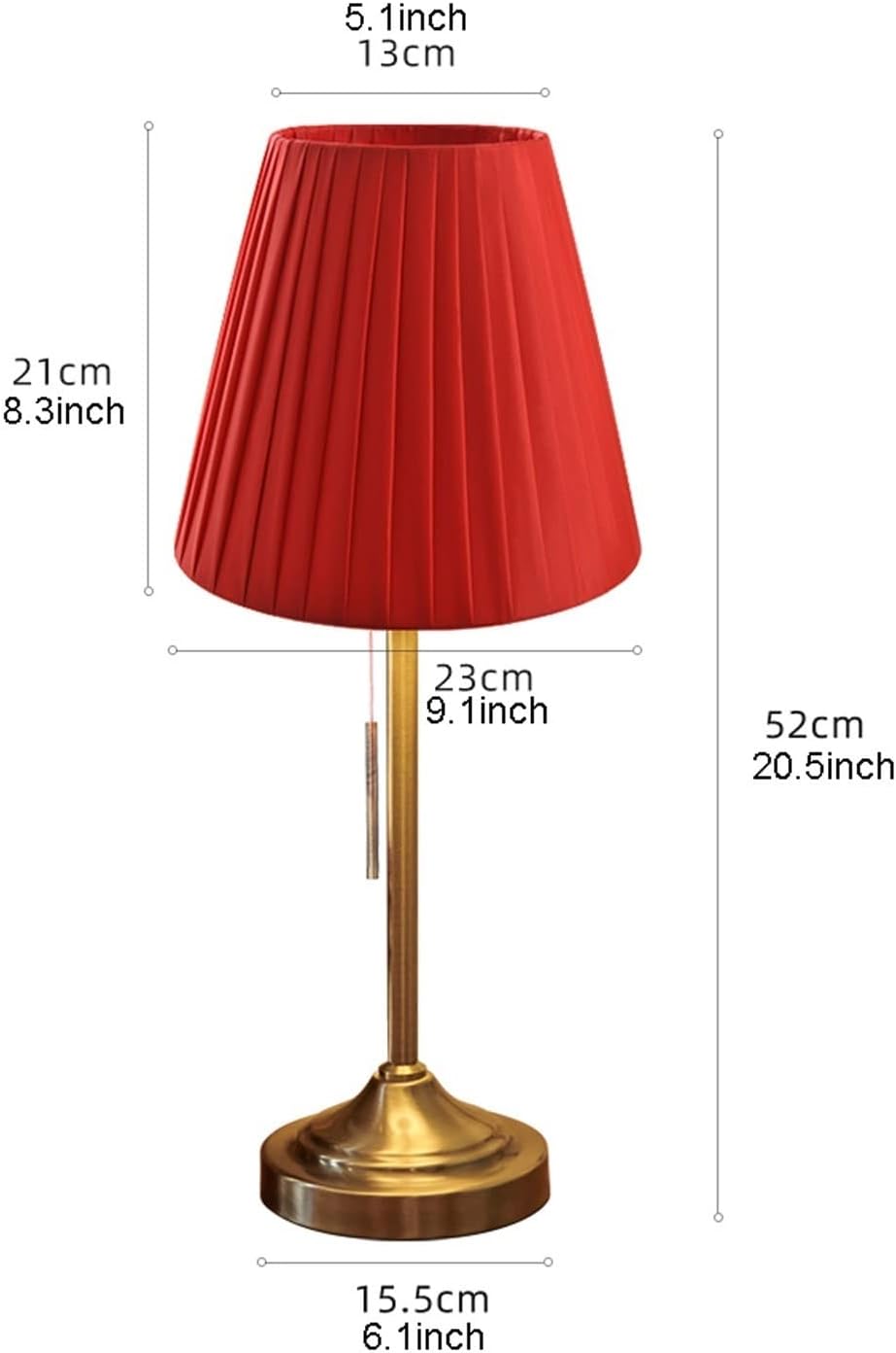 LED Desk Lamp Table Lamp Set of 2 for Bedroom Living Room Office Bedside Antique Brass Finish Basic Table Lamp with Fabric Shade, Red Table Lamp Reading Lamp,