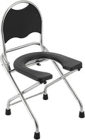 Bedside Commode,Toilet Seat with Handles Chair with Toilet Handicapped Folding armrests Ergonomic seat Non-Slip feet Perforated Folding Portable Toilet Chair