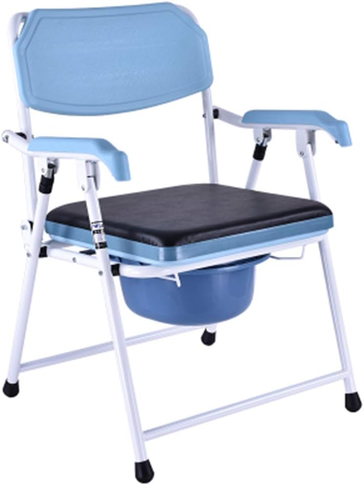 Bedside Commode Chair - Heavy-Duty Steel Commode Seat, Bedside Potty Chair for Seniors, Medical Handicap Toilet Seat with Bucket