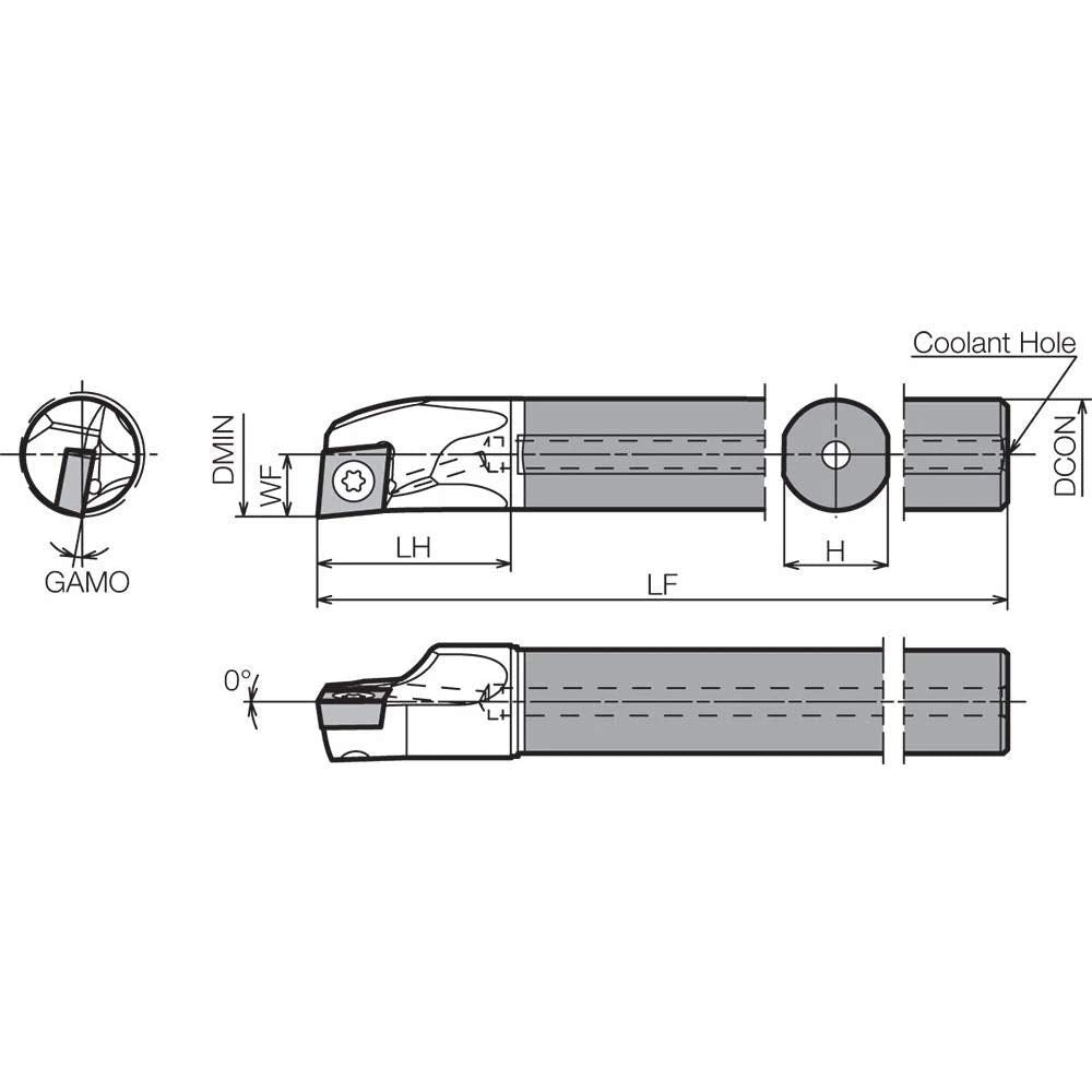 Kyocera S10LSCLCR0612A Right-Hand, Positive Rake, Dynamic Bar Boring Bar with 5 Degree Lead Angle and 12.00mm Minimum Bore Dia.