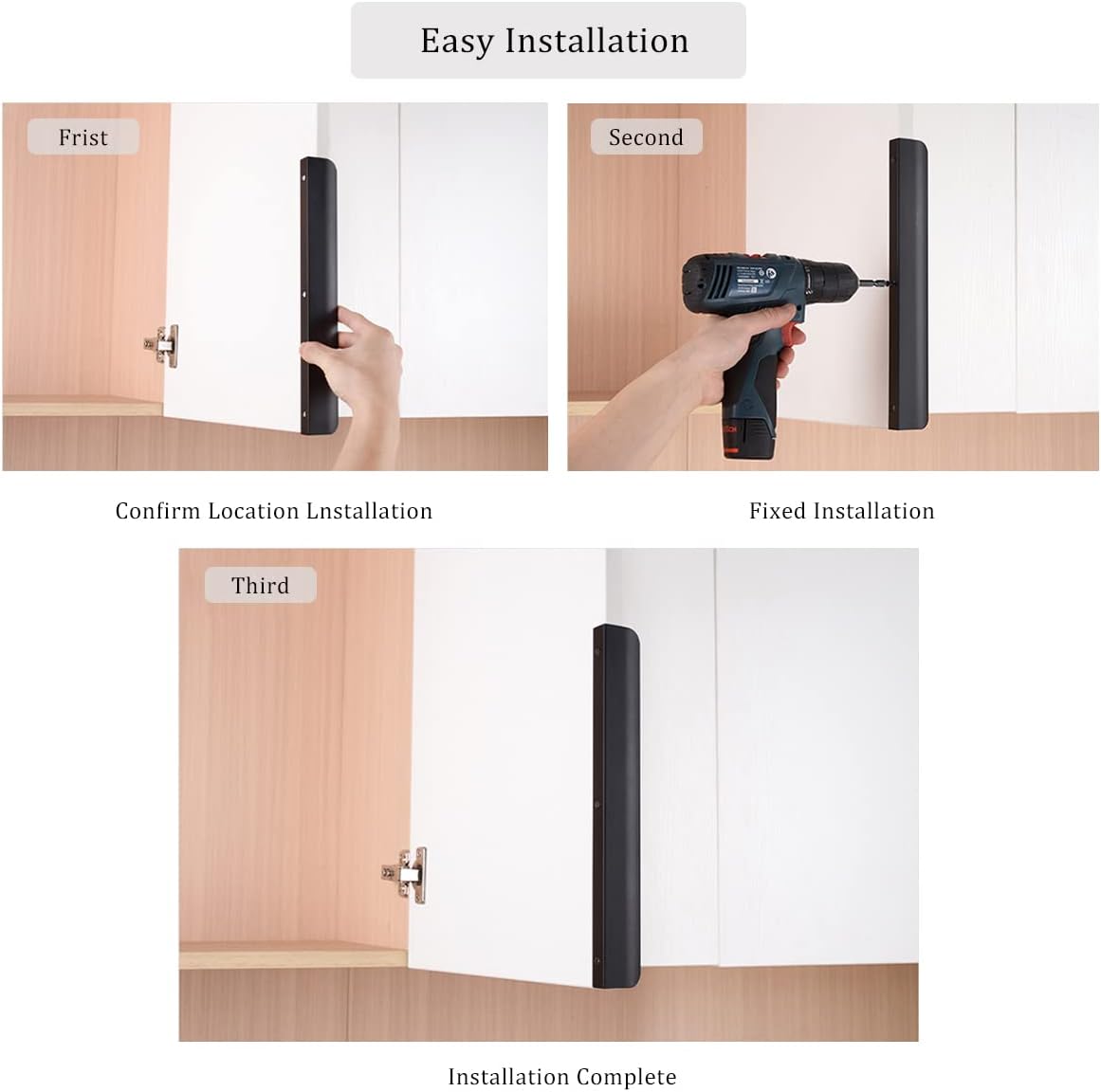 Satanga Edge Black Finger Pull for cabinets Kitchen Concealed Drawer pulls Aluminum Flat Hidden Back Mount Door Handle for Home 30 Pack Modern 7.87' Overall Length Easy Installation