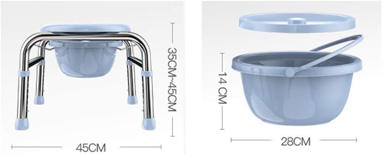 Toilet Chair Bedside Commode Chair - Heavy Duty Steel, Adult Handicap Chair, Portable Toilet Seat with Bucket