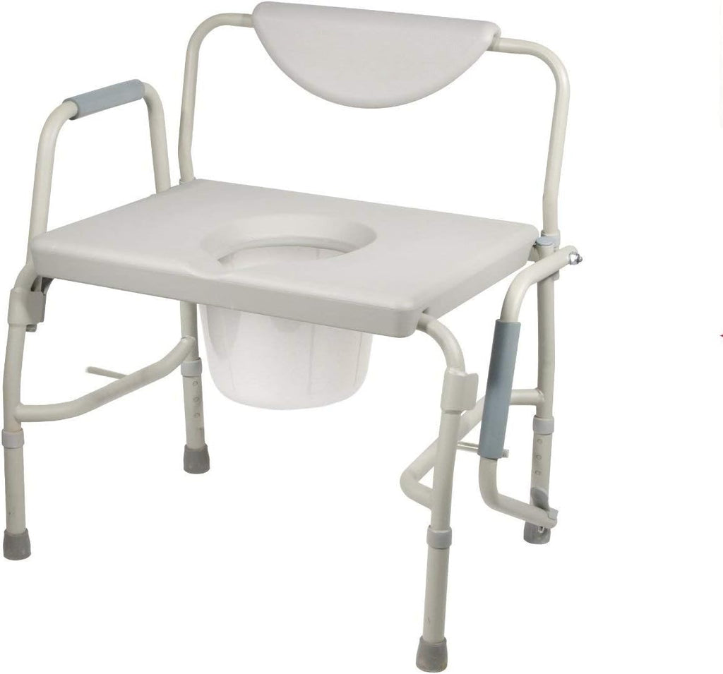 Heavy Duty Drop Arm Bariatric Commode Bedside Commode Toilet Chair 1000 lbs with Arms and Bathroom Safety Frame for Elderly, Adults Adjustable Seat Height, Extra-Wide