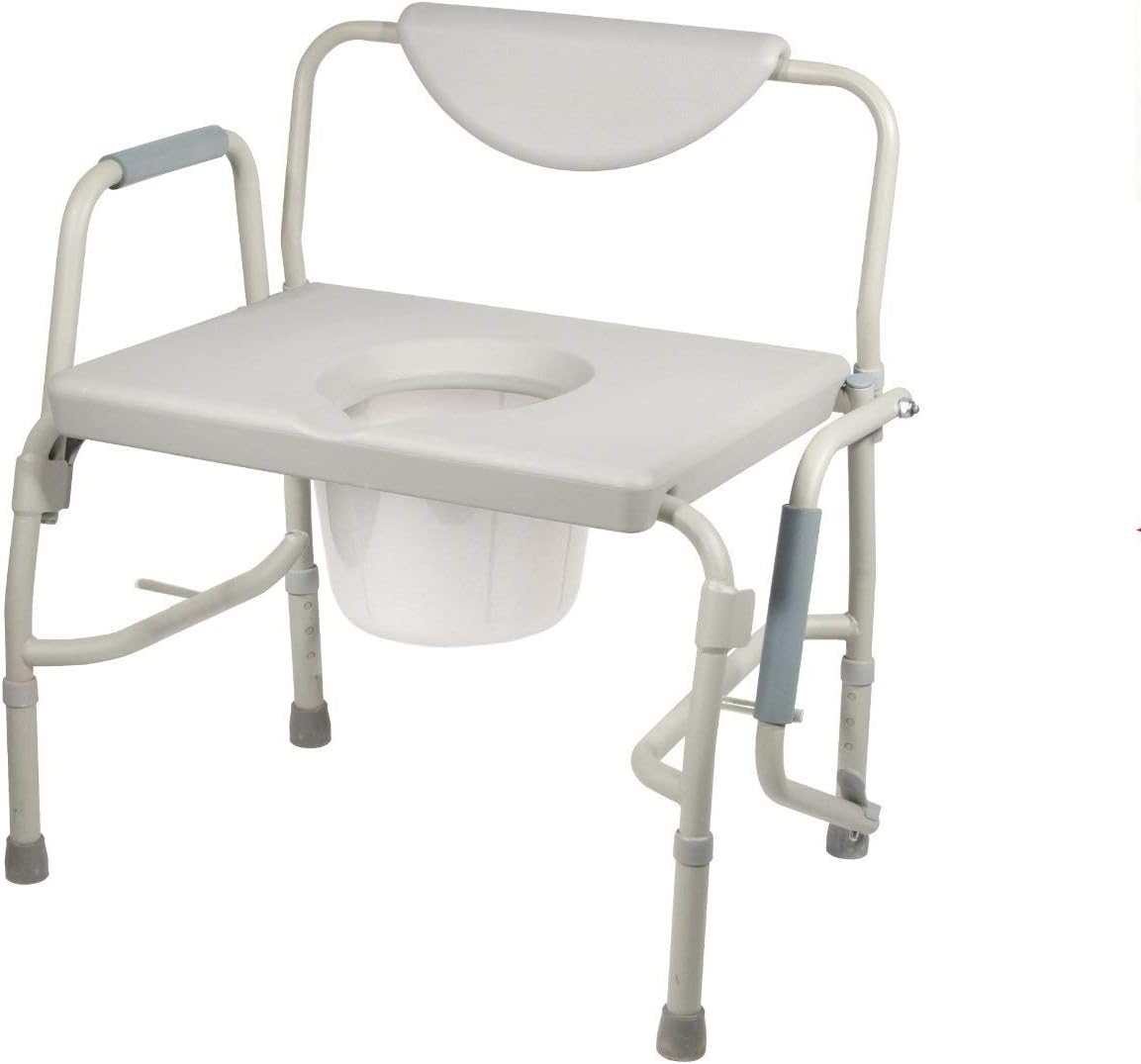 Heavy Duty Drop Arm Bariatric Commode Bedside Commode Toilet Chair 1000 lbs with Arms and Bathroom Safety Frame for Elderly, Adults Adjustable Seat Height, Extra-Wide