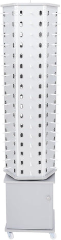 102 Pairs Rotating Glasses Display Stand, Eyewear Storage Organizer with Cabinet & Wheels, Commercial Sunglasses Display Rack, Optical Shop Glasses Holder (Silver)