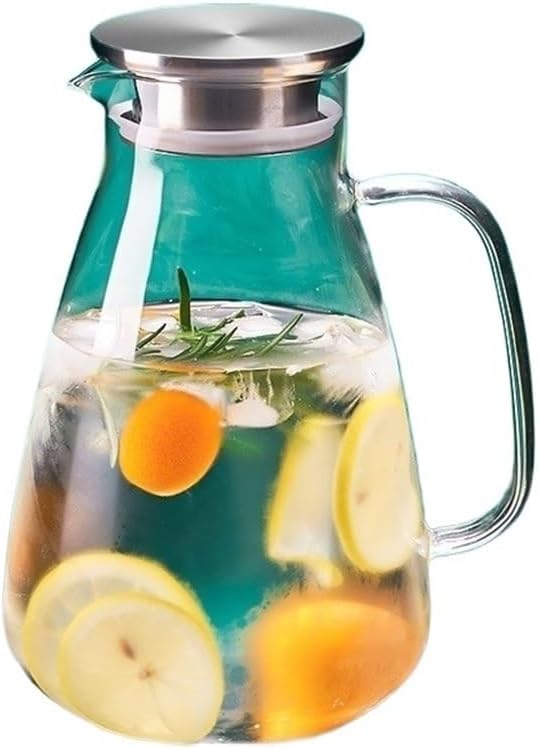 Beverage Serveware Household Cold Kettle Heat Resistant Teapot Large Capacity Water Pitcher Glass Water Carafe With Lid For Juice, Milk,Beverages Water Carafe(1700ml)