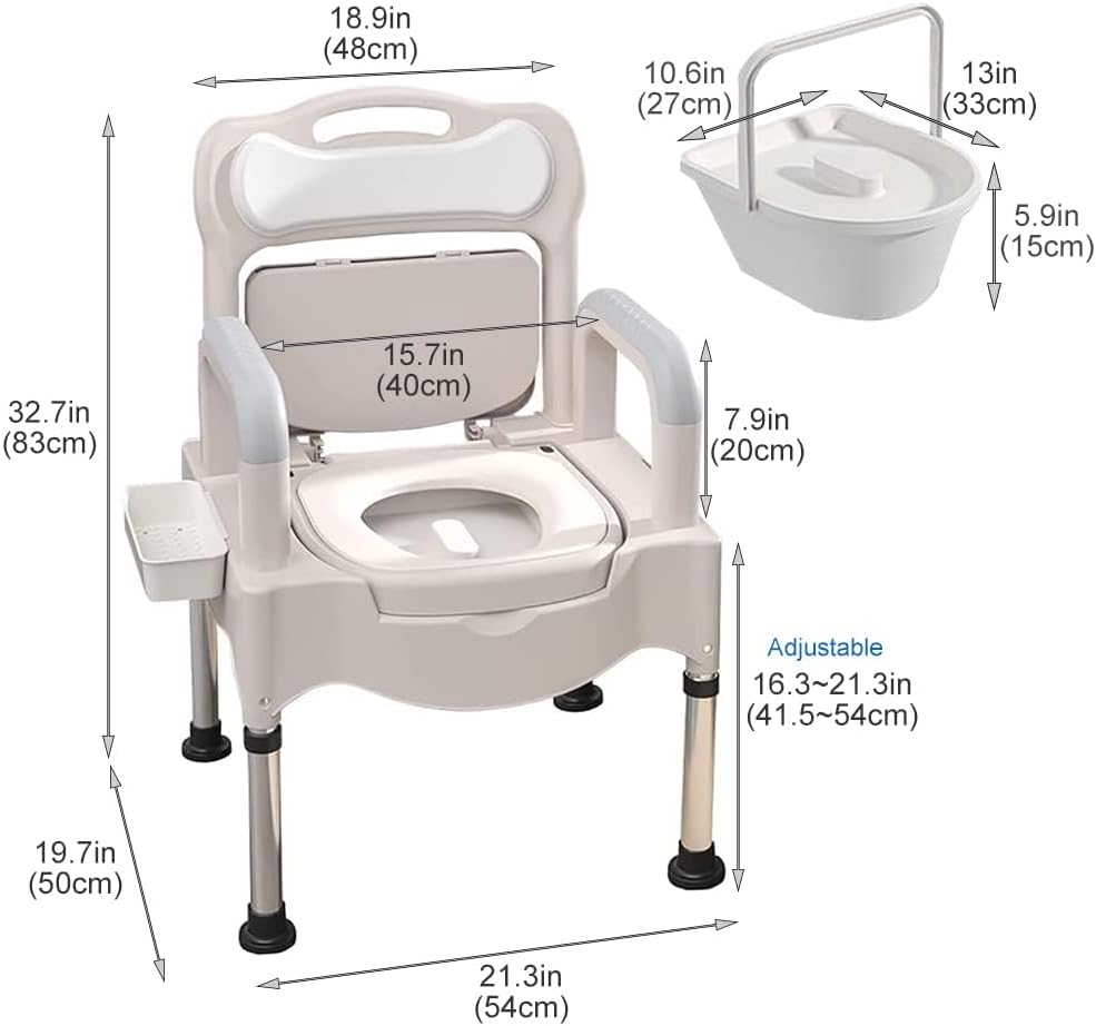 Bedside Commodes, Bedside Toilet, Commode Chair, Height Adjustable Adult Potty Chair for Seniors, Portable Toilets for Home Use, Suitable for People with Disabilities The Elderly & Others