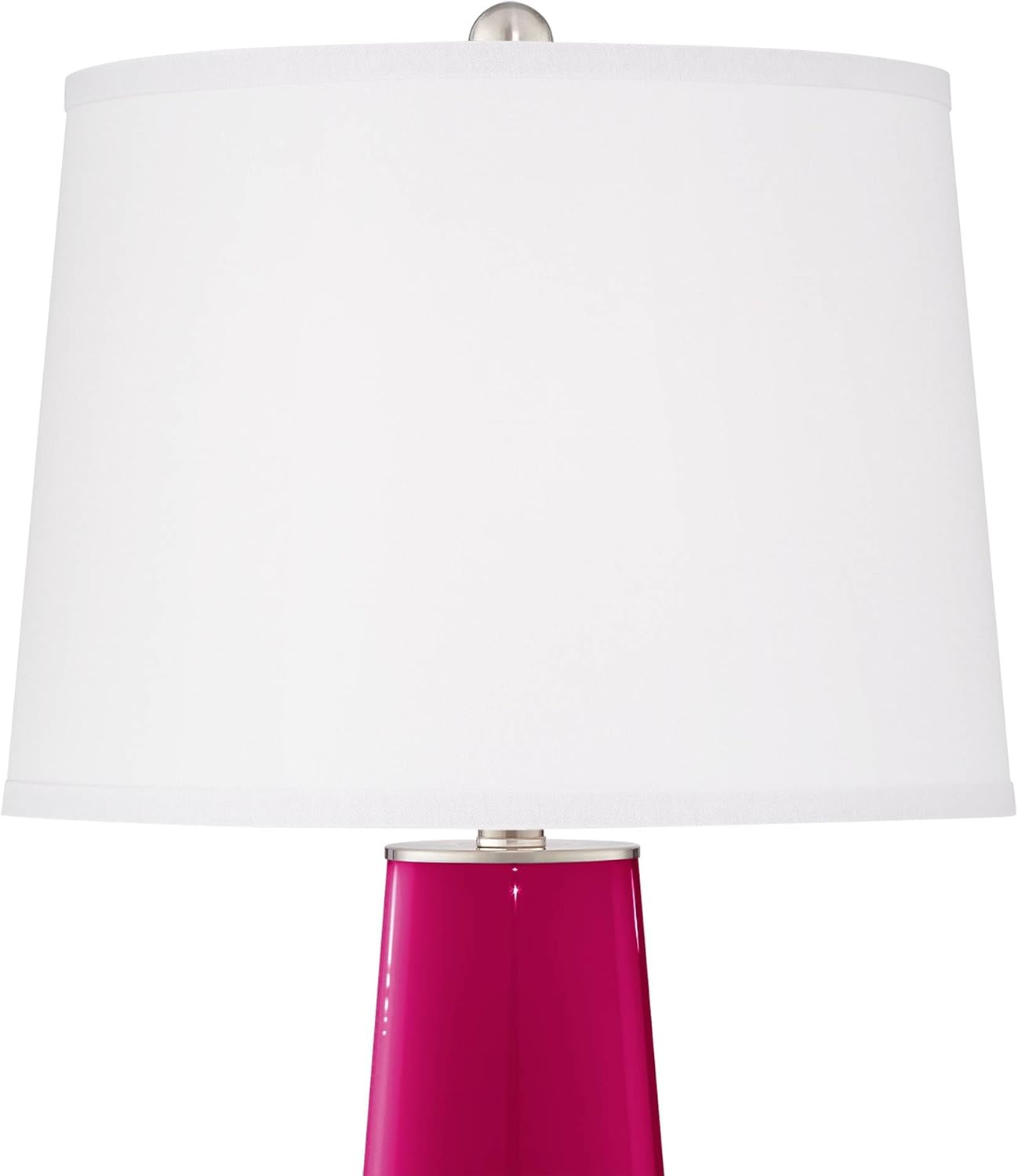 Color + Plus Leo Modern Table Lamps 29 1/2' Tall Set of 2 French Burgundy Glass Tapered Column Plain White Drum Shade for Bedroom Living Room House Home Bedside Nightstand Office Entryway