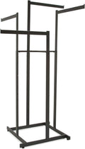 Econoco 4-Way Clothing Rack. Adjustable Straight Arm Garment Display with Rectangular Tubing and Tab Stops, Matte Black