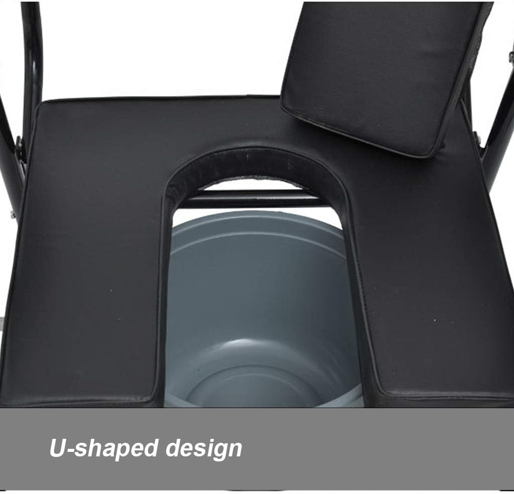 Bedside Commode Seat Extra Wide Homecare Folding Toilet Chair Pregnant Bath Stool Heavy Duty for Seniors, Disabled with Padded Cushion Handles and Bucket