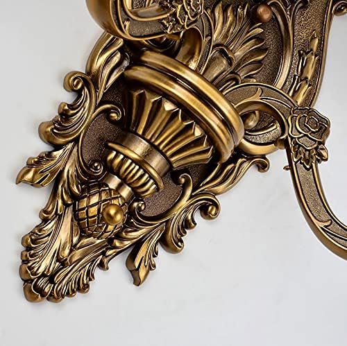 Vintage Crystal Wall Sconces Set of 2 - Antique Brass Floral Hanging Lamp Light Fixture for Bedroom, Living Room, Bathroom, Corridor, Hallway - Middle Ages Style