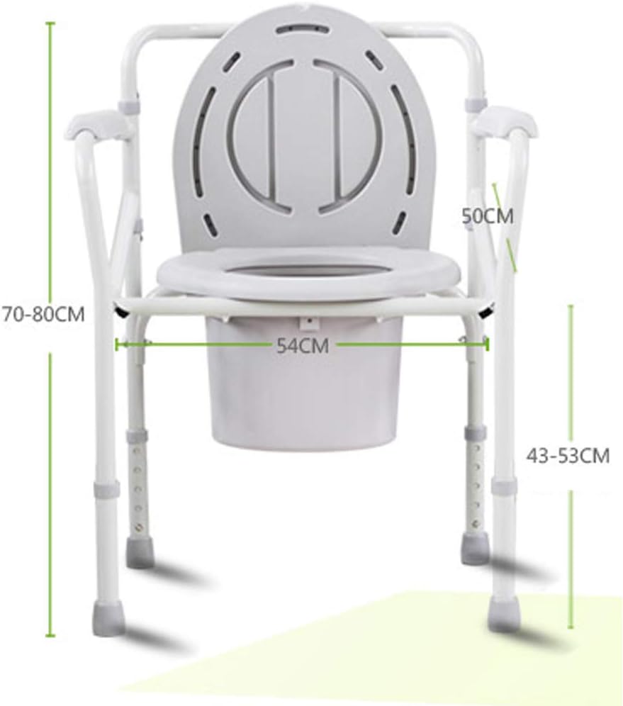 Folding Bedside Commode Shower Chair Toilet Seat Riser 3 in 1 Potty Chair with Non-Slip Handrail Height Adjustable for Adults, Handicap, Elderly Heavy Duty