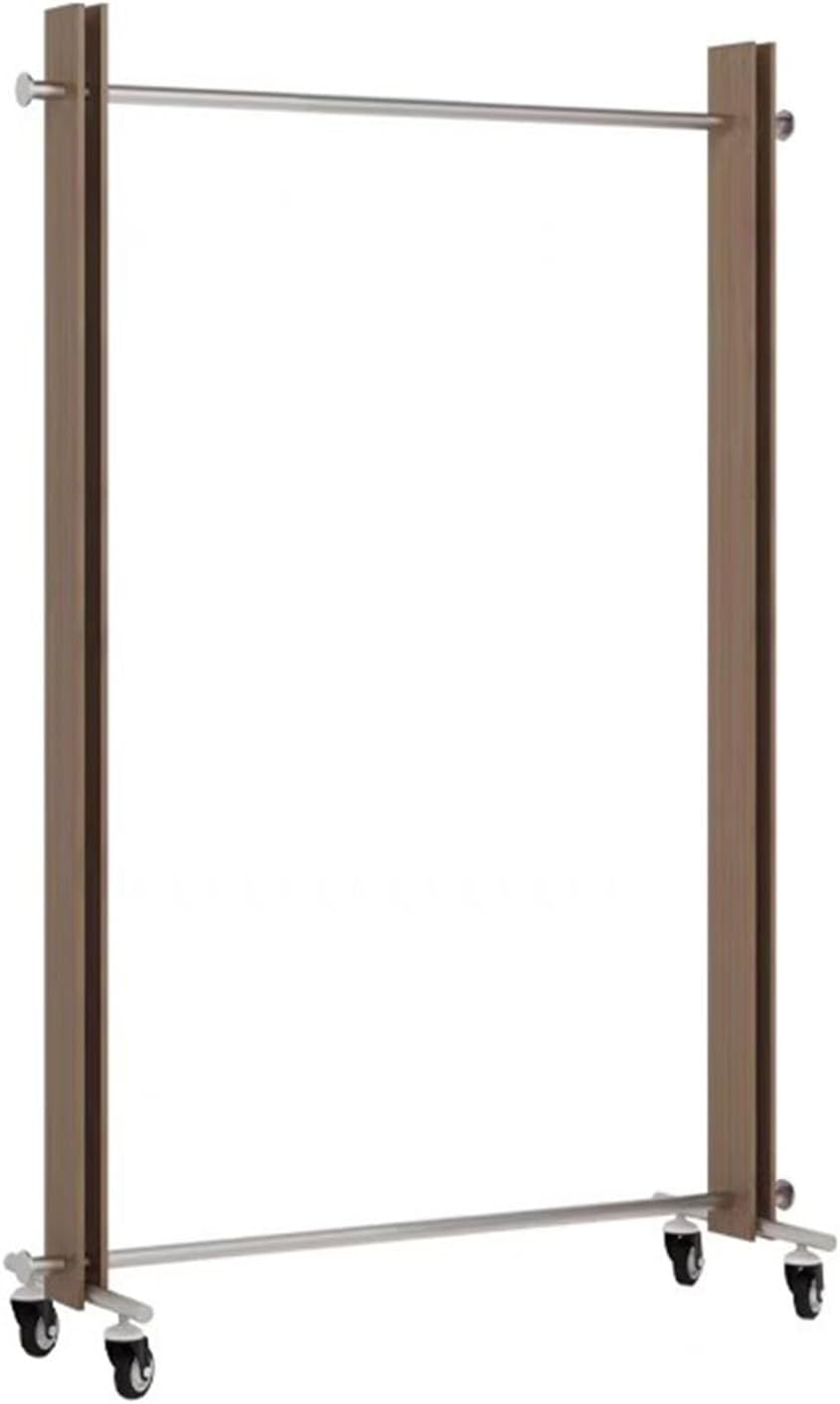 XPLKQXE Clothing Store Rolling Garment Rack with Wheel, Commercial Clothes Display Stand, Portable Standing Clothes Garment Rack, Standing Closet, Metal and Wood(Brown,100x40x160cm)